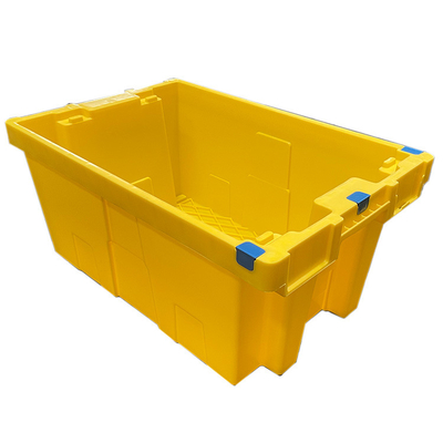 60 × 40 × 27.5 سانتی متر HDPE جعبه متحرک پلاستیکی زرد جعبه های پلاستیکی تودرتو