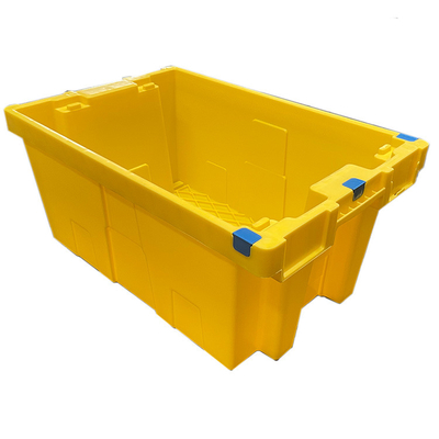 60 × 40 × 27.5 سانتی متر HDPE جعبه متحرک پلاستیکی زرد جعبه های پلاستیکی تودرتو