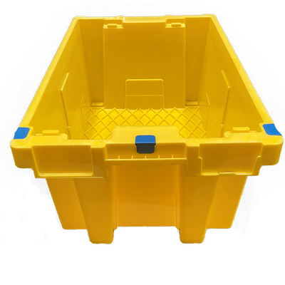 جعبه‌های پلاستیکی تودرتوی زرد HDPE جعبه‌های متحرک روی هم چیده‌شونده
