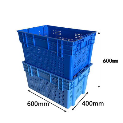 جعبه متحرک پلاستیکی 600 x 400 جعبه های سیب پلاستیکی 100% HDPE آبی درجه غذا