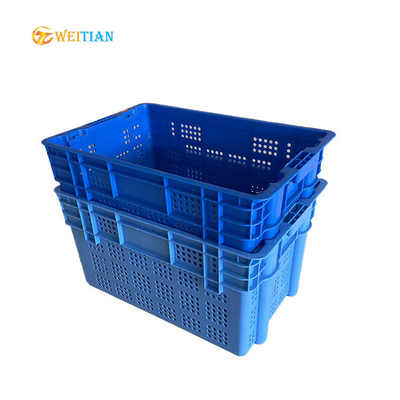 جعبه متحرک پلاستیکی 600 x 400 جعبه های سیب پلاستیکی 100% HDPE آبی درجه غذا